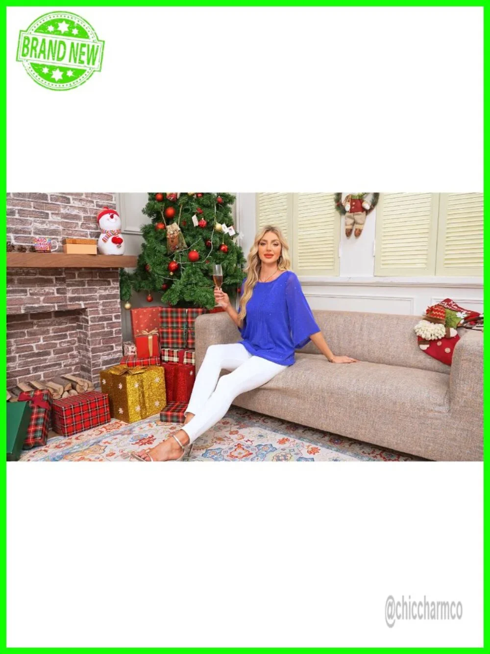 3/4 Sleeve Boat Neck Tunic Top Double Layers Loose Fit Casual Blouse